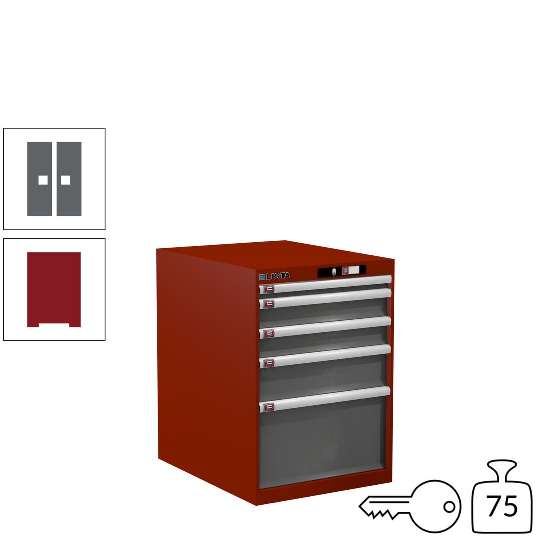 Lista Schubladenschrank - 14.368.010 - 800x564x725 mm (HxBxT) - 5 Schubladen - 75 kg - Key Lock - lichtblau (RAL 5012)