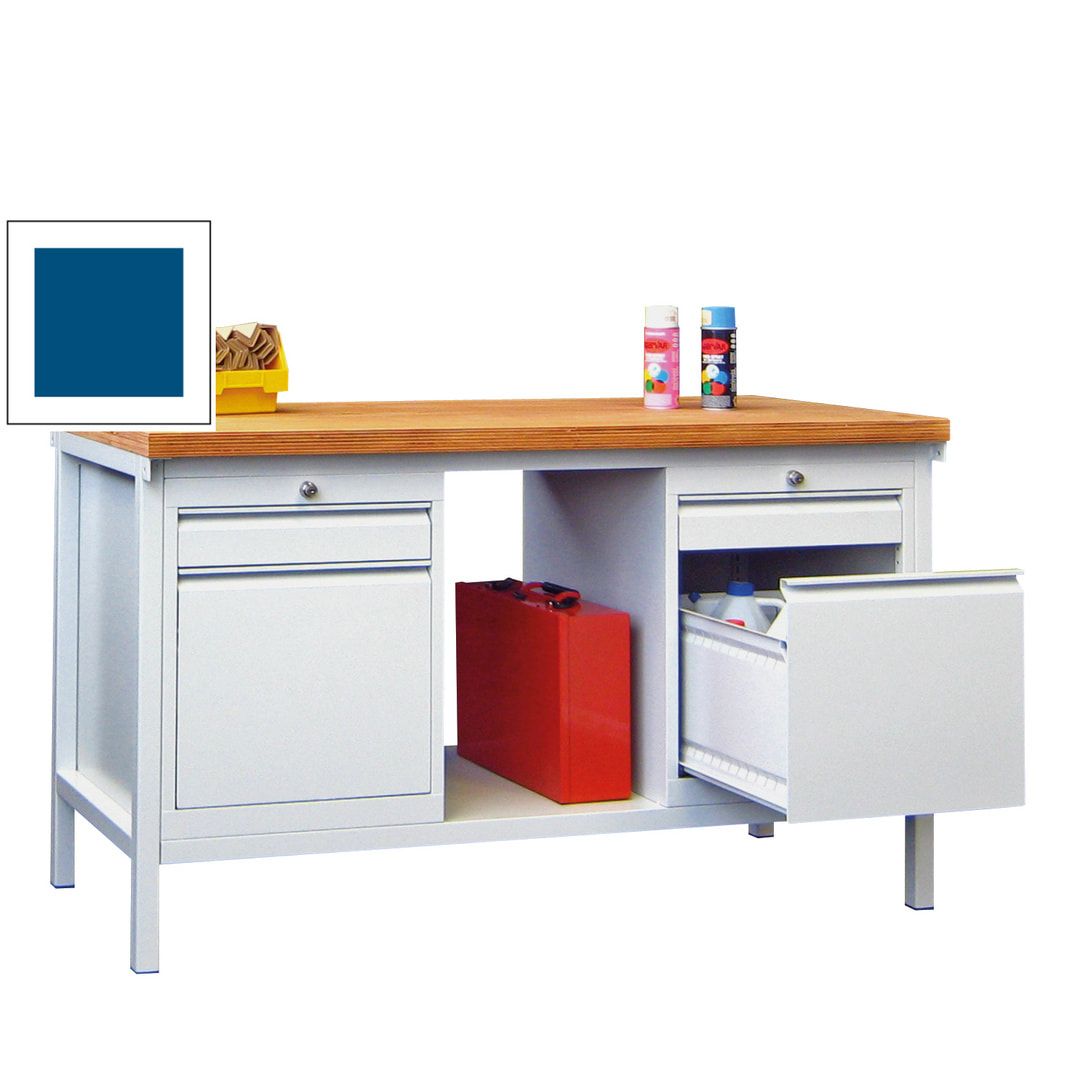 Werkbank mit Schubladenblöcken - 900 x 1.500 x 700 (HxBxT) - anthrazitgrau