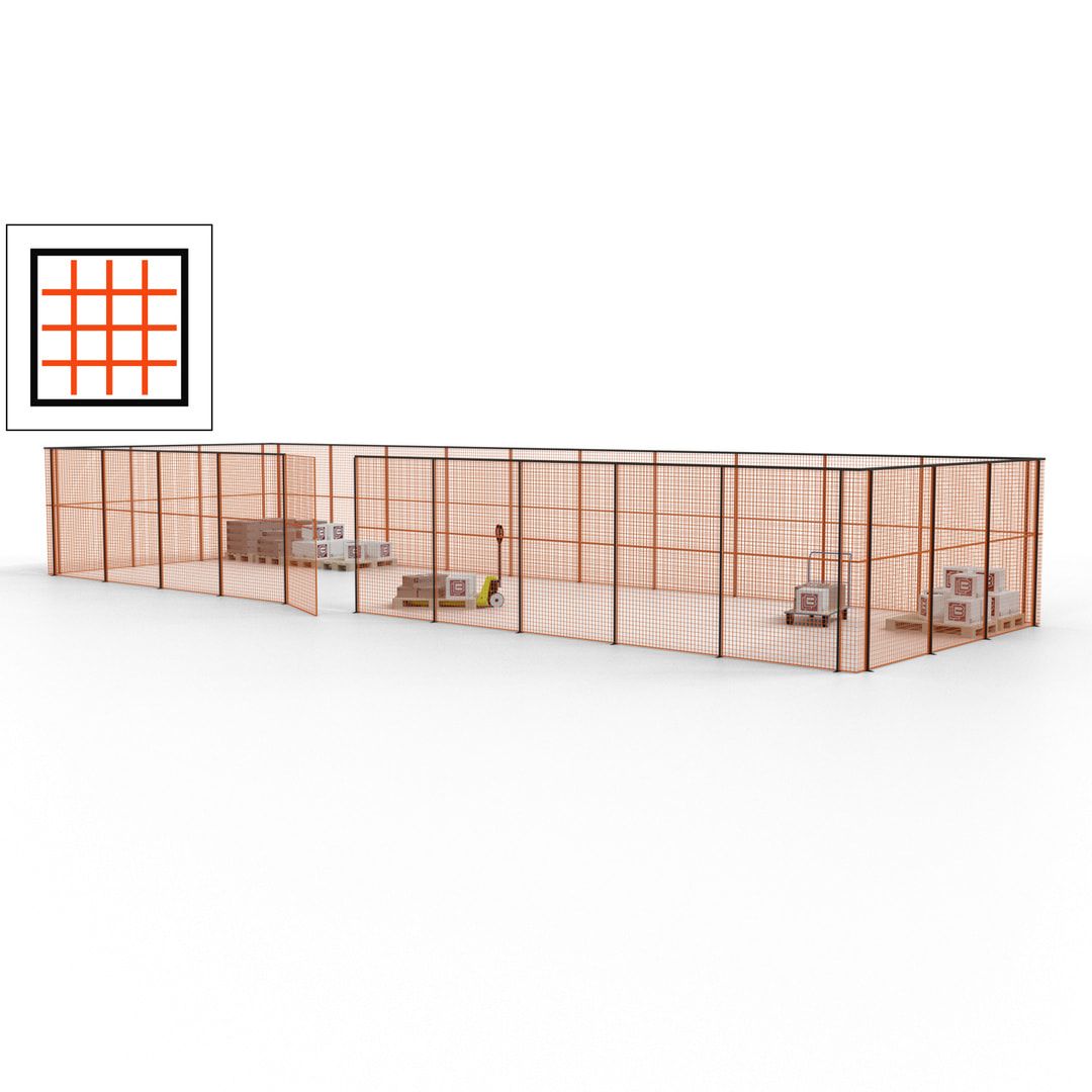 Maschinen Schutzgitter - Hallentrennwand - Sicherheitszaun - Tür - 39 m - 2.200 x 15.400 x 4.900 mm (HxBxT) - enzianblau