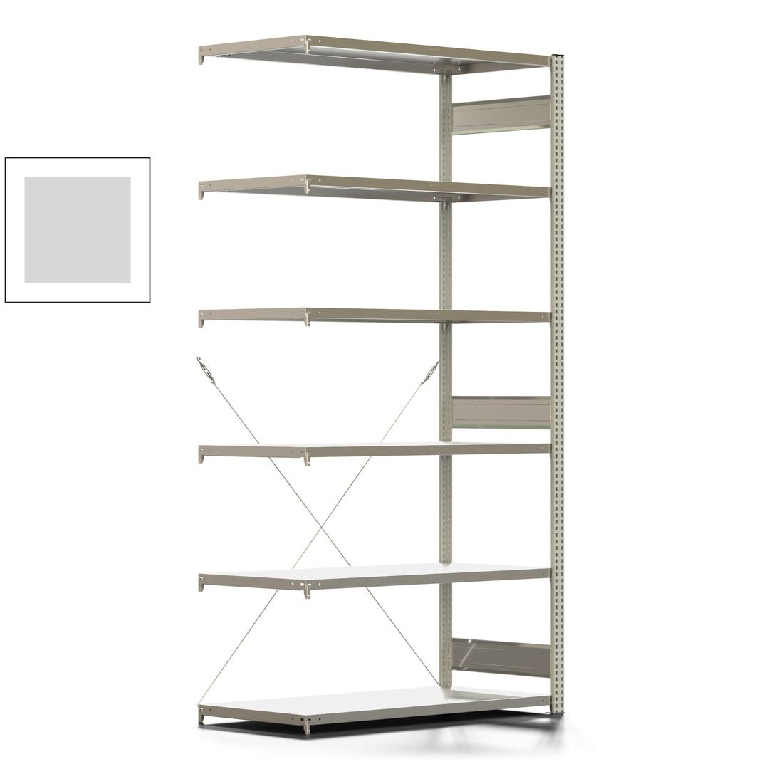 Fachbodenregal mit Tiefenriegel - 150 kg - 2.500 x 1.285 x 600 mm (HxBxT) - Anbauregal - Rahmen enzianblau - Böden verzinkt, Steckregal BERT