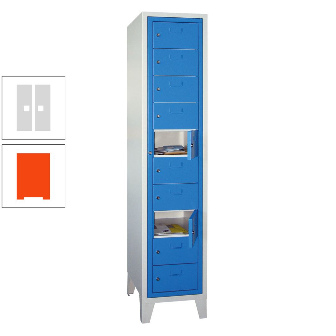 Schließfachschrank - Wäscheausgabeschrank - 10 Fächer a 315 mm - 1.850x400x500 mm (HxBxT) - Füße - Zylinderschloss - anthrazitgrau