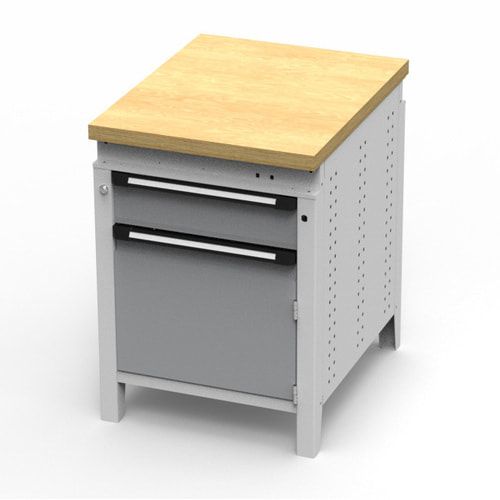 OTTOKIND Werkbank - Arbeitsplatte bündig - 850 x 605 x 750 mm (HxBxT) - Schublade - Schrank - lichtgrau