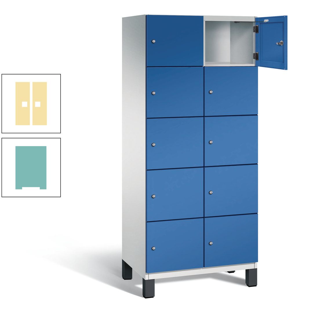 Fächerschrank, Stahlschrank, 10 Fächer, Türöffnungsbegrenzer, Füße, 1.980 x 800 x 525 mm (HxBxT), Korpus anthrazitgrau, Front anthrazitgrau