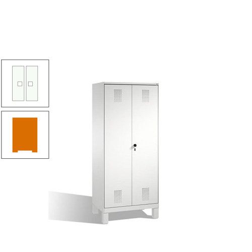 Doppel-Spind, Doppeltüren, Garderobenschrank mit Füßen, 2 Abteile a 400 mm, Korpus anthrazitgrau, Tür anthrazitgrau, 1.850 x 800 x 500 mm (HxBxT)