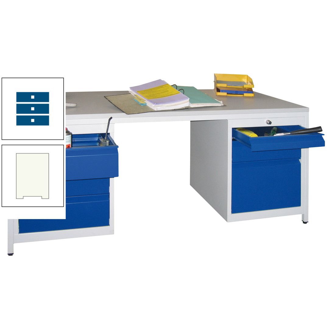 Meisterschreibtisch - 6 Schubladen, 75 / 125 / 150 / 175 / 300 mm - 720 x 1.700 x 800 mm (HxBxT) - anthrazitgrau