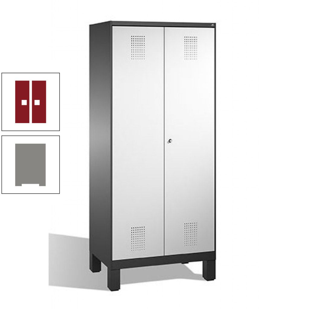 Mehrzweckschrank, Doppeltüren, auf Füßen, 2 Abteile a 400 mm, Korpus anthrazitgrau, Tür anthrazitgrau, 1.850 x 800 x 500 mm (HxBxT)