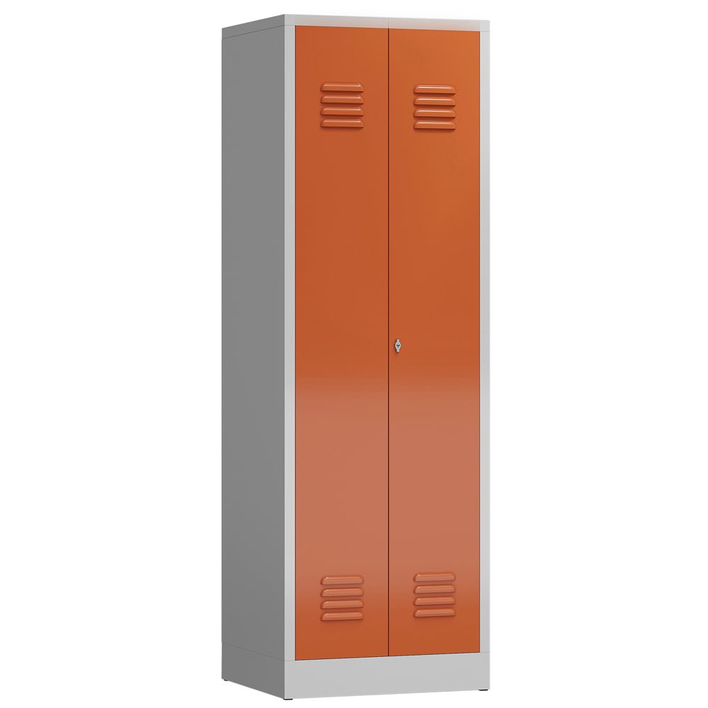 Mehrzweckschrank, Garderobenschrank, 2 Abteile, 6 Fächer, 1.800 x 590 x 500 mm (HxBxT), Drehriegel, Stahl, Korpus: lichtgrau, Front: anthrazitgrau