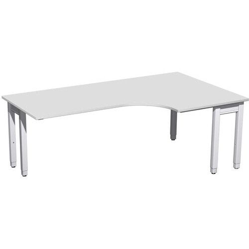 Eckschreibtisch, Eckteil 800 mm, rechts, einseitig verkürzt, 4-Fuß Quadrat Pro, höhenverstellbar, 680-800 x 1.600 x 1.200 mm (HxBxT), Dekor Ahorn