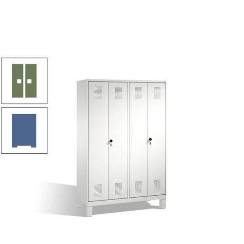 Doppel-Spind, Doppeltüren, Garderobenschrank mit Füßen, 4 Abteile a 300 mm, Korpus anthrazitgrau, Tür anthrazitgrau, 1.850 x 1.200 x 500 mm (HxBxT)