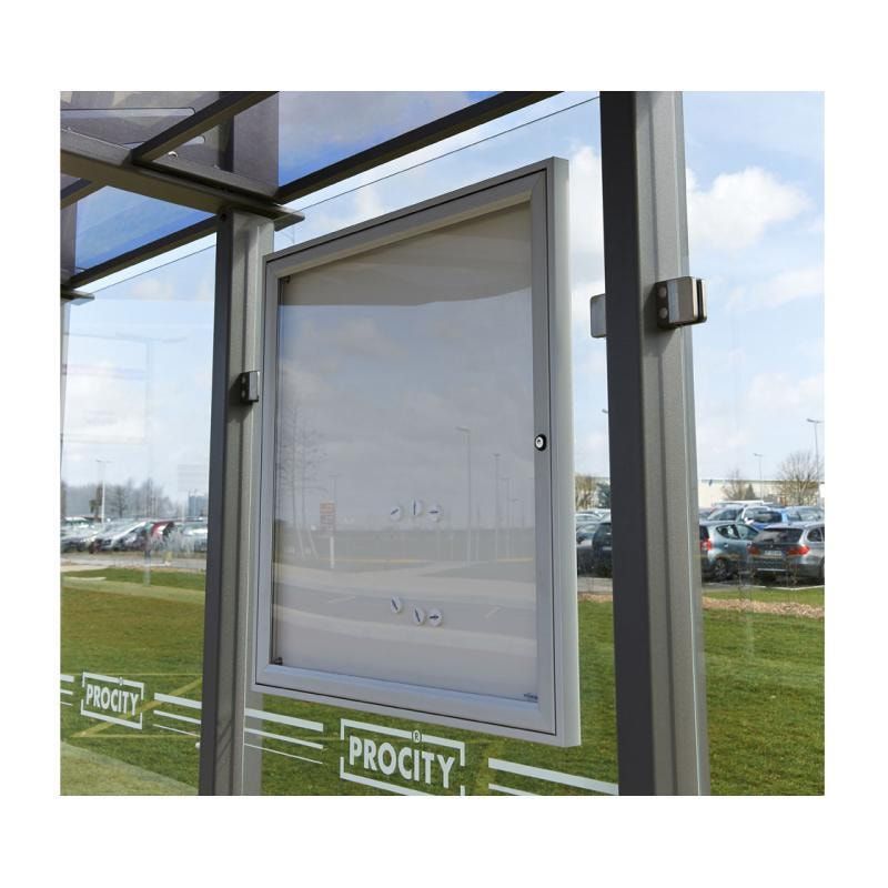 Buswartehalle - Unterstand - Fahrplankasten - Haltestellenschild - Schaukasten - Seitenwand - 2.200 x 3.000 x 1.500 mm (HxBxT) - Farbe enzianblau