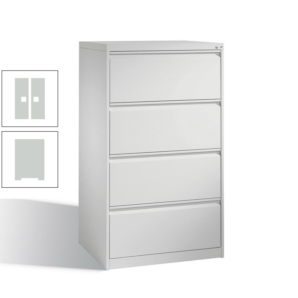 Hängeregisterschrank, Hängeregistratur, Aktenschrank, DIN A4, 4 Auszüge, zweibahnig, Farbe lichtgrau, 1.357 x 787 x 590 mm (HxBxT)