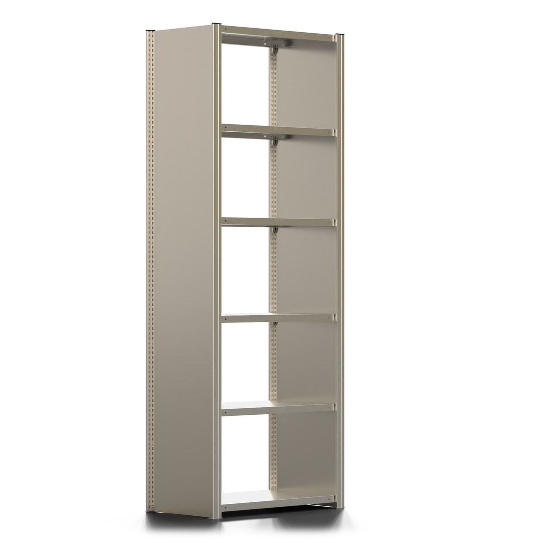 Fachbodenregal mit Seitenwand - 350 kg - 2.500 x 875 x 500 mm (HxBxT) - Anbauregal - 6 Böden - verzinkt - Lagerregal - Steckregal - BERT