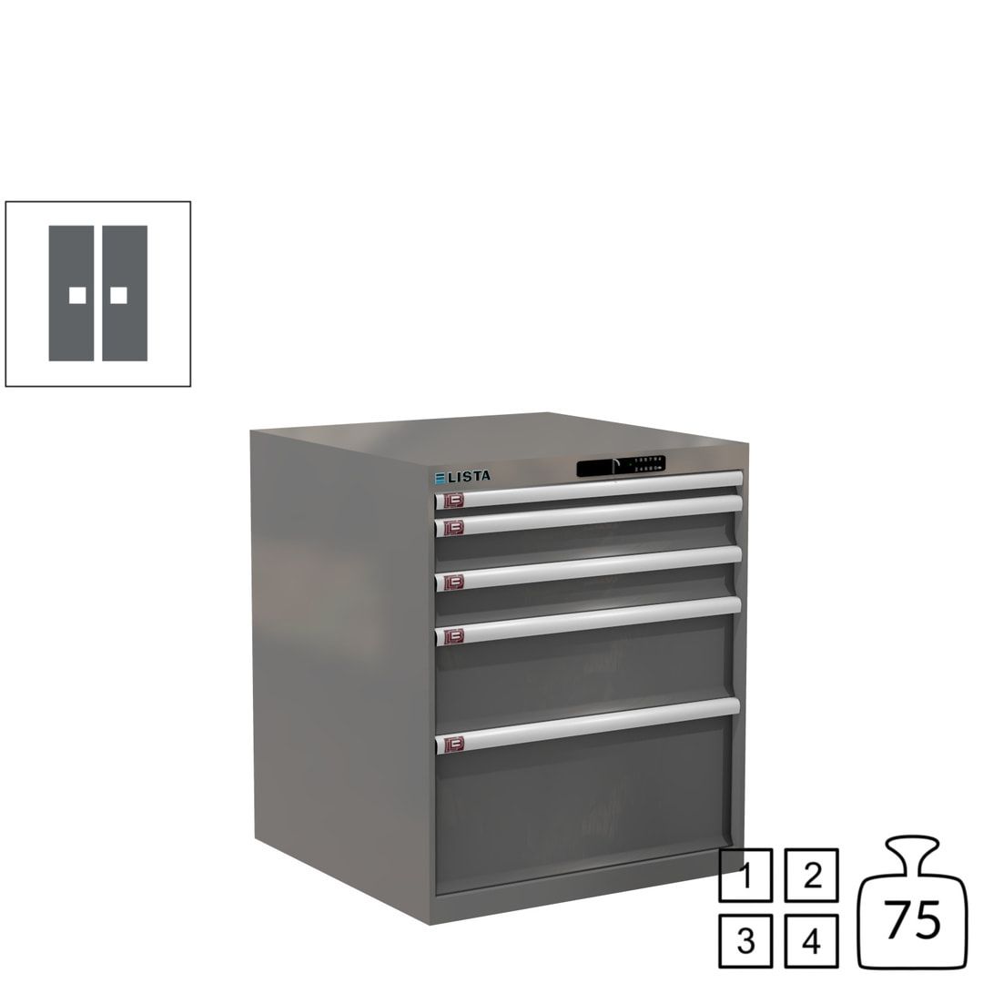 Lista Schubladenschrank - 14.411.010 - 850x717x725 mm (HxBxT) - 5 Schubladen - 75 kg - Key Lock - lichtblau (RAL 5012)
