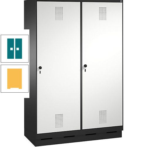 Doppel-Spind, Garderobenschrank, 2 Türen für 4 Abteile a 300 mm, Korpus anthrazitgrau, Türen anthrazitgrau, 1.800 x 1.200 x 500 mm (HxBxT)