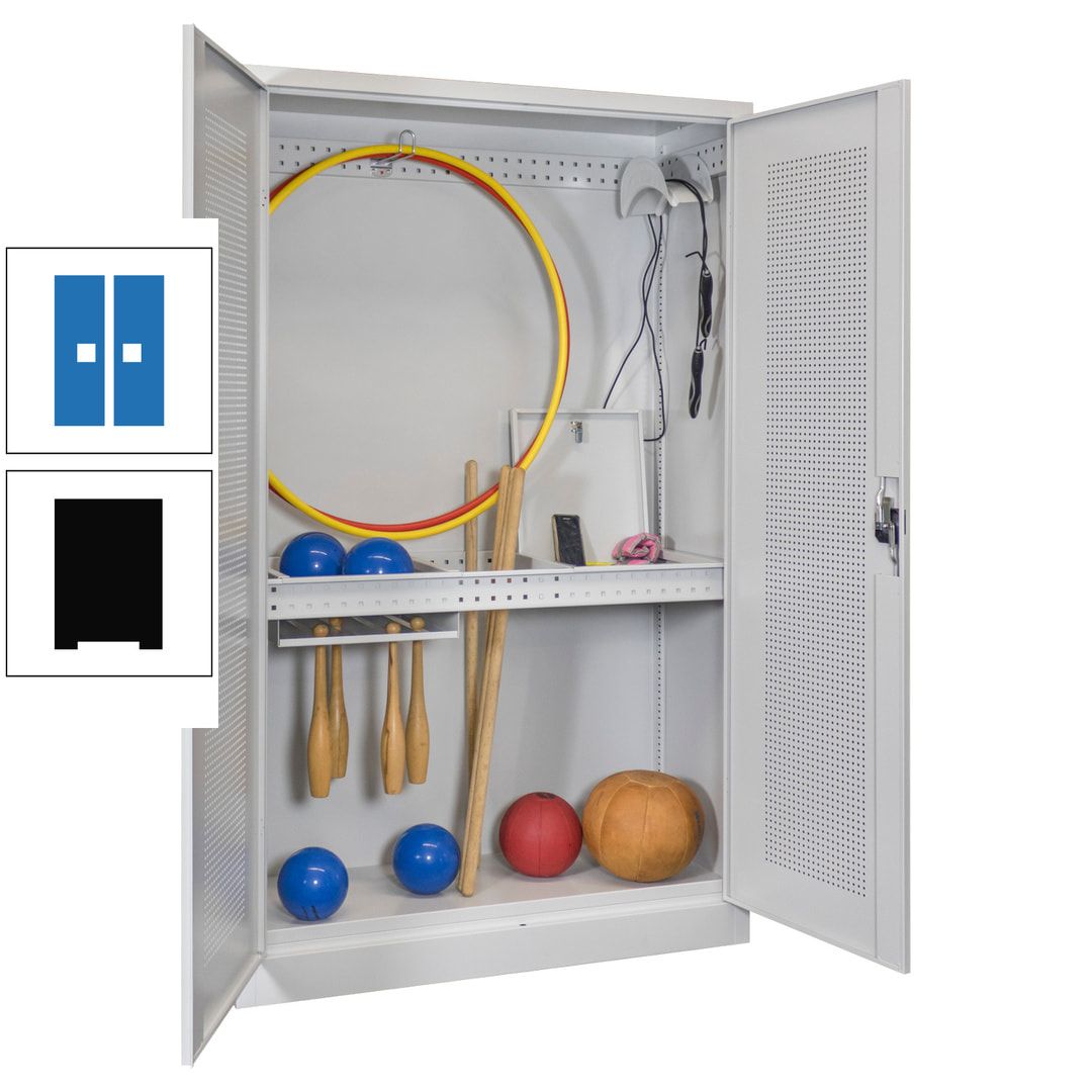 Sportschrank - Lochfeldtüren - Variante 1 - 1.950x1.200x500 mm (HxBxT) - anthrazitgrau