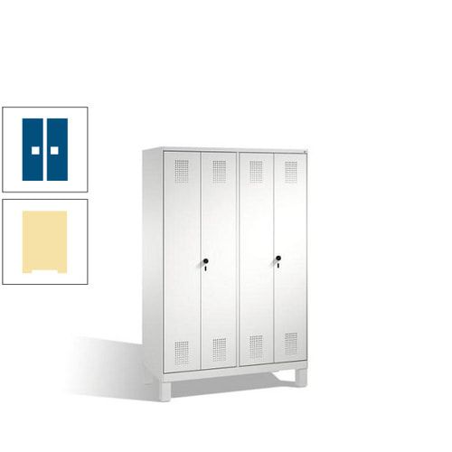 Doppel-Spind, Doppeltüren, Garderobenschrank mit Füßen, 4 Abteile a 300 mm, Korpus anthrazitgrau, Tür anthrazitgrau, 1.850 x 1.200 x 500 mm (HxBxT)