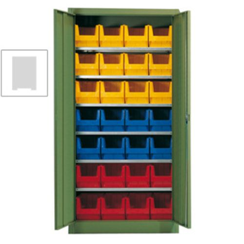 Magazinschrank - 12 Sichtlagerkästen - 5 Böden - Fachlast 80 kg - brillantblau