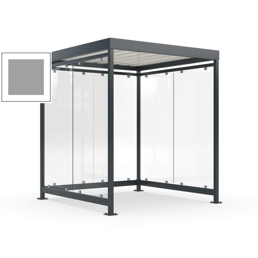 Raucherunterstand, Bushaltestelle, 6-7 Personen, 6 Wände, 2.510 x 2.165 x 2.165 mm (HxBxT), Achatgrau
