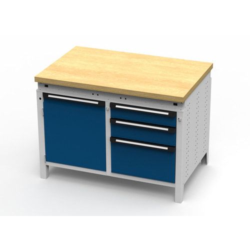 OTTOKIND Werkbank - bündige Arbeitsplatte - 850 x 1.150 x 750 mm (HxBxT) - 3 Schubladen - Schrank - lichtgrau
