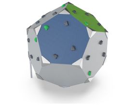 Kletterwürfel, Klettergriffe, schräge Panels, Kletterstollen, recyceltes Material, für ca.8 Nutzer, Maße 2.050 x 2.150 x 1.830 mm (HxBxT), mehrfarbig