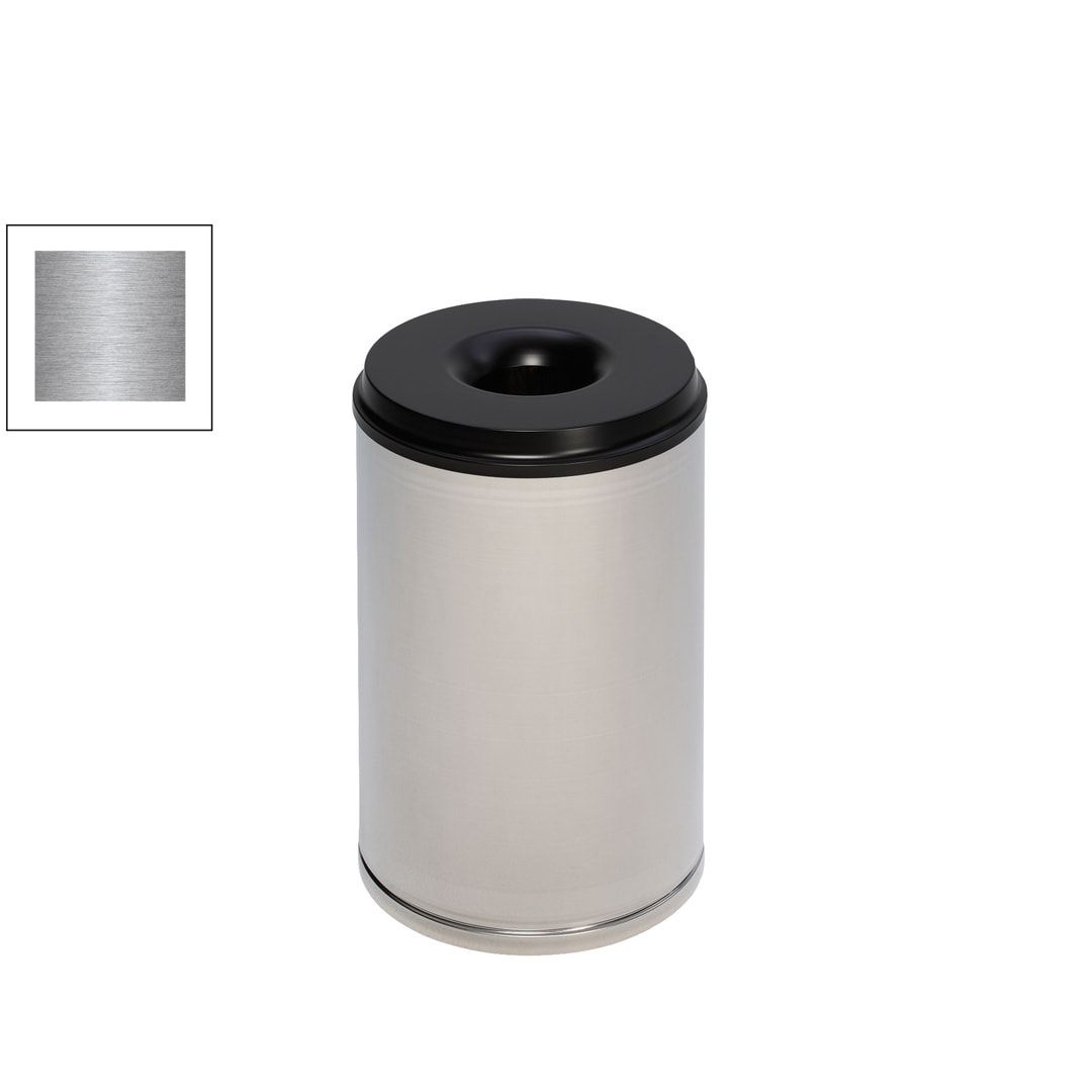 Edelstahl Papierkorb - feuersicher - Volumen 15 l - 370 x 250 x 250 mm (HxBxT) - 3 kg