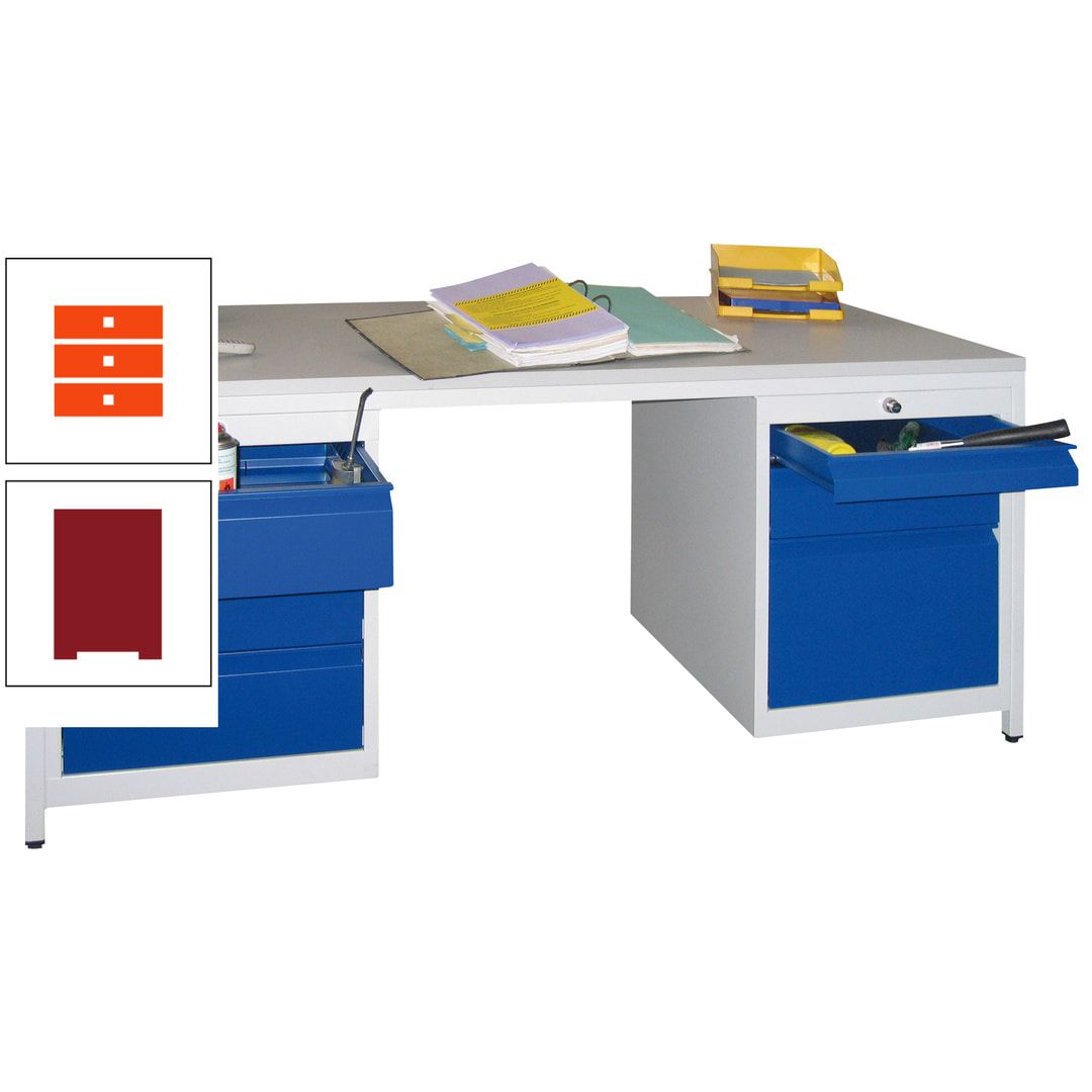 Meisterschreibtisch - 6 Schubladen, 75 / 125 / 150 / 175 / 300 mm - 720 x 1.700 x 800 mm (HxBxT) - anthrazitgrau