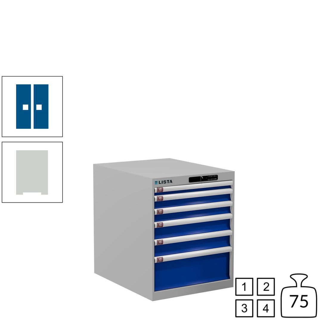 Lista Schubladenschrank - 14.352.010 - 700x564x725 mm (HxBxT) - 6 Schubladen - 75 kg - Key Lock - lichtblau (RAL 5012)