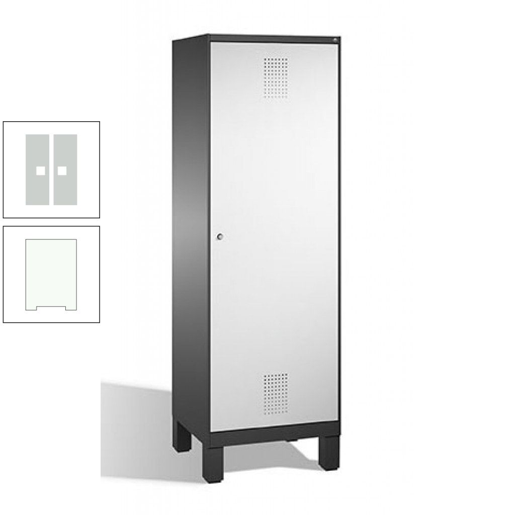 Doppel-Spind, Garderobenschrank, 1 Tür für 2 Abteile a 300 mm, Korpus anthrazitgrau, Türen anthrazitgrau, 1.850 x 600 x 500 mm (HxBxT)