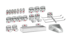 Werkzeughalterset, Hakenset, 21-teilig, für Lochplatten, Schraubsystem, Farbe wählbar