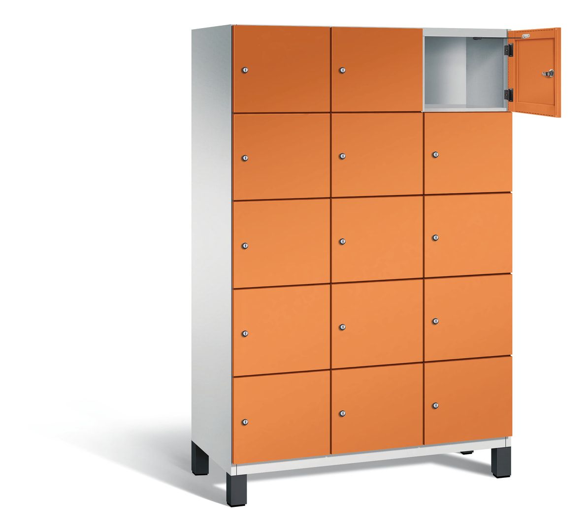 Fächerschrank, Stahlschrank, 15 Fächer, Türöffnungsbegrenzer, Füße, 1.980 x 1.200 x 525 mm (HxBxT), Korpus anthrazitgrau, Front anthrazitgrau