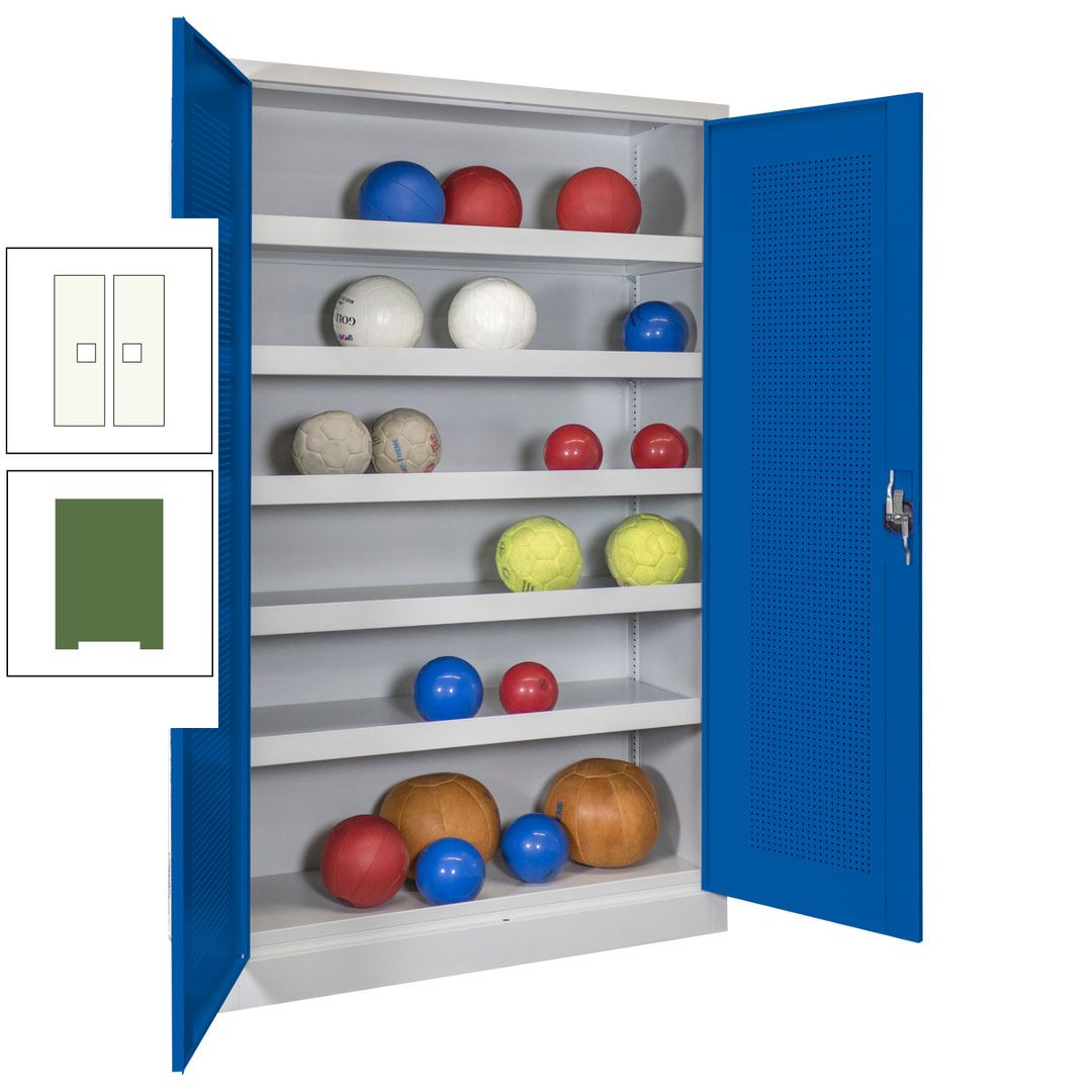 Ballschrank - Lochfeldtüren - 5 Böden - 1.950x1.200x500 mm (HxBxT) - anthrazitgrau