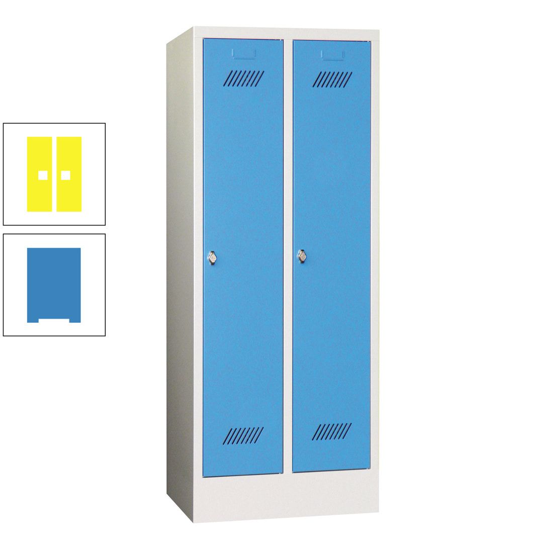 Spindschrank f. Schulen - mit Sockel - Höhe 1.600 mm - 2 Abteile a 300 mm - Drehriegel - anthrazitgrau