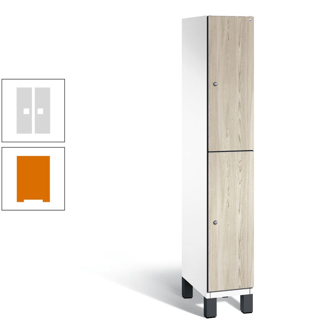Fächerschrank, Garderobenschrank, mit Füßen, 1 Abteile, 1.980 x 300 x 525 mm (HxBxT), Korpus anthrazitgrau, Tür Donau-Ahorn