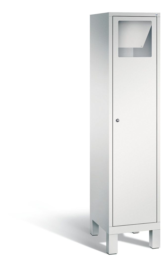Wäschesammelschrank, Wäscheschrank, Stahlschrank, mit Füßen, Pendelklappe, Korpus Pastellgelb, Tür anthrazitgrau, 1.850 x 420 x 500 mm (HxBxT)