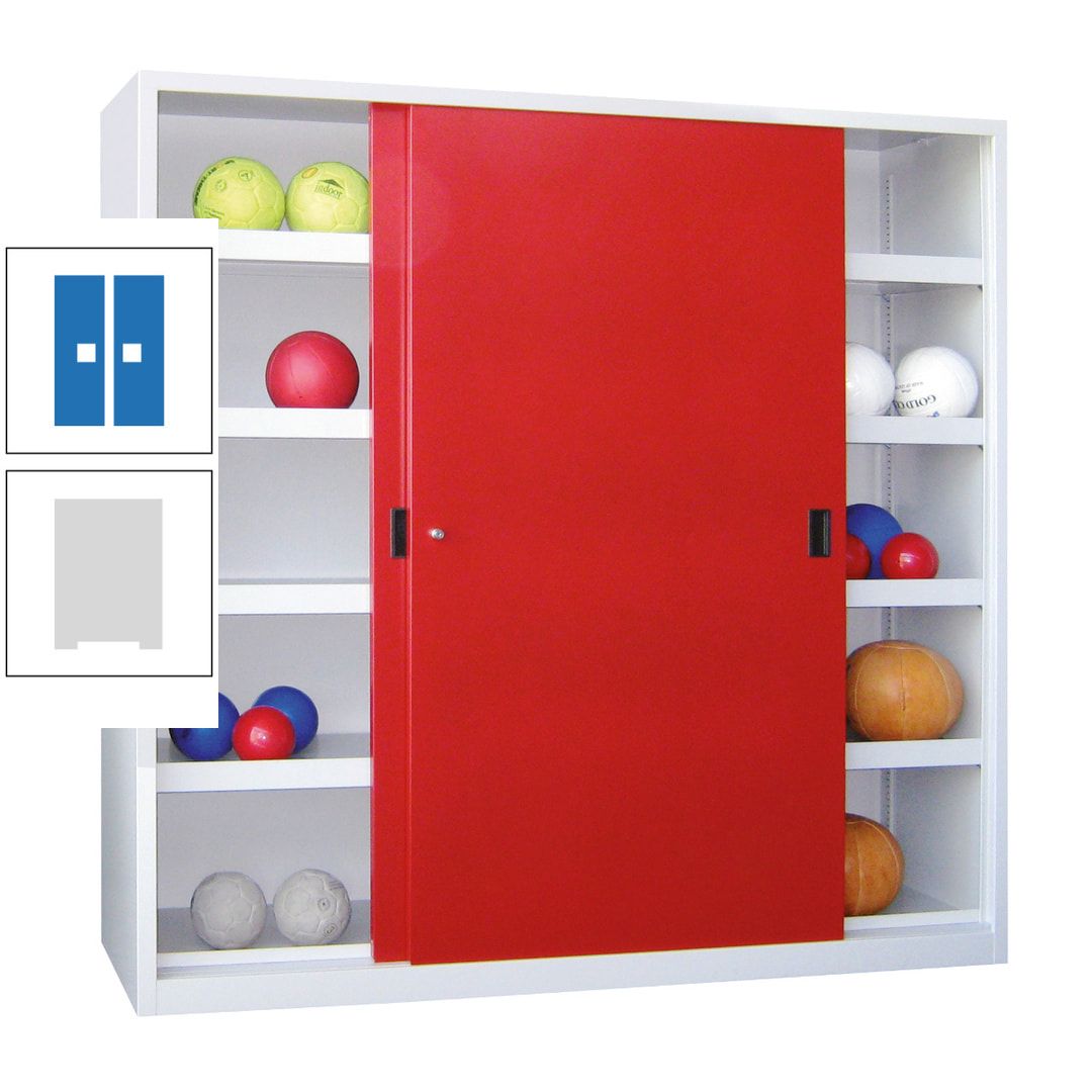 Ballschrank - Schiebetüren - Trennwand - 8 Böden - 1.950x1.500x600 mm (HxBxT) - anthrazitgrau