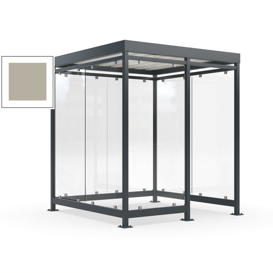 Raucherunterstand, Bushaltestelle, 7 Wände, 6-7 Personen, 2.510 x 2.165 x 2.165 mm (HxBxT), Farbe Achatgrau