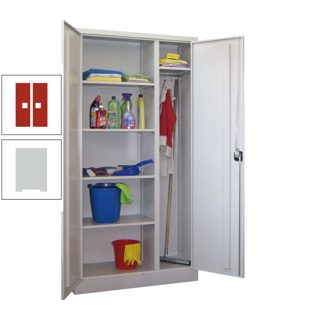 Putzschrank mit Trennwand - 1.950x1.000x400 mm (HxBxT) - Böden pulverbeschichtet - anthrazitgrau