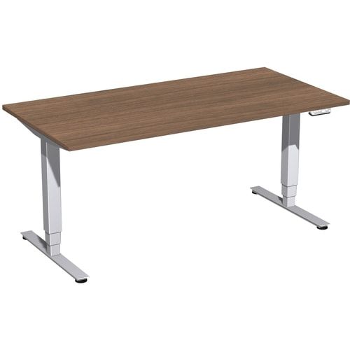 Schreibtisch, Elektro Pro+, elektronisch höhenverstellbar, 625-1.285 x 1.200 x 800 mm (HxBxT), Gestell silber, Dekor Buche