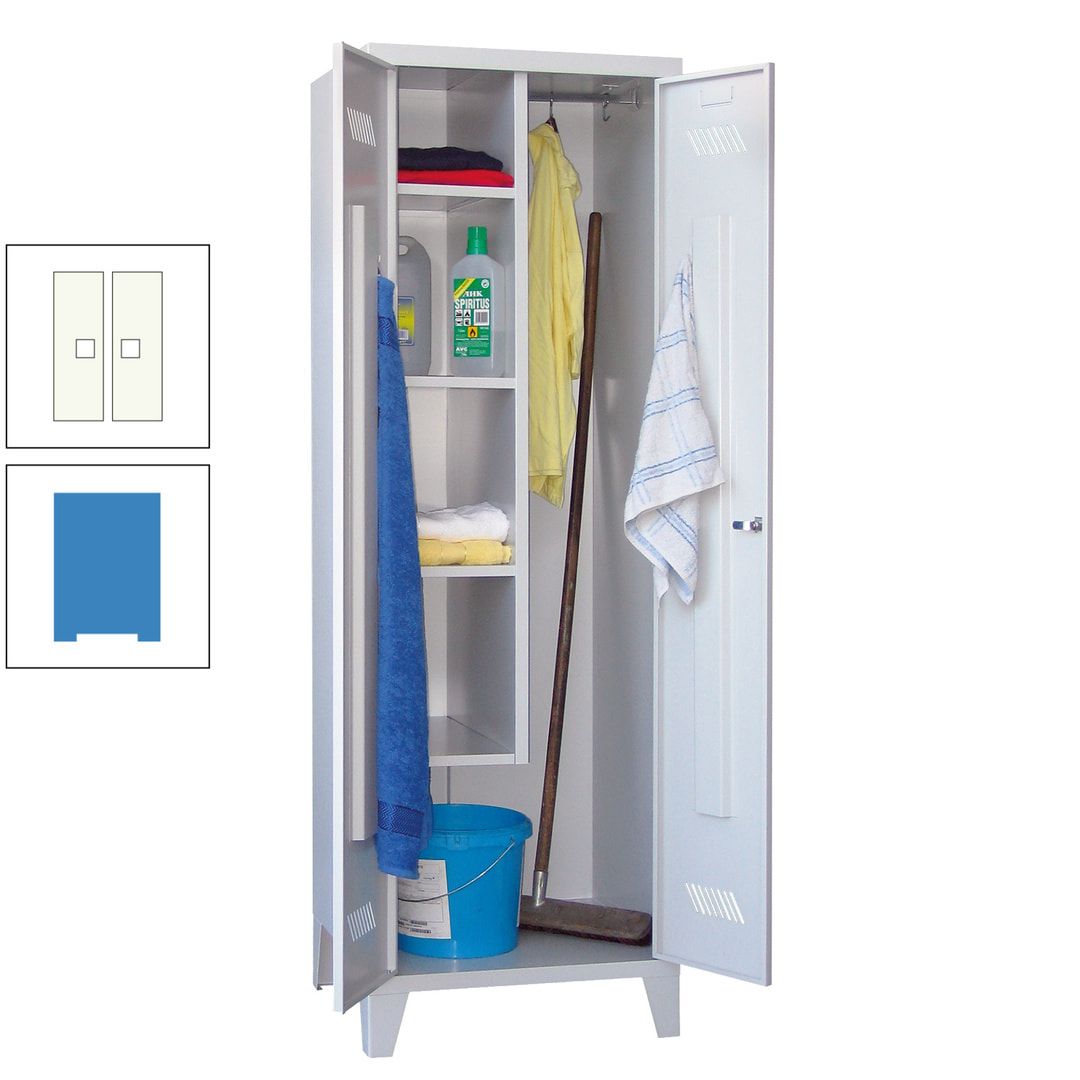 Putzschrank mit Füßen - 1 Abteil mit Trennwand - 1.850x600x500 mm (HxBxT) - Drehriegel - anthrazitgrau
