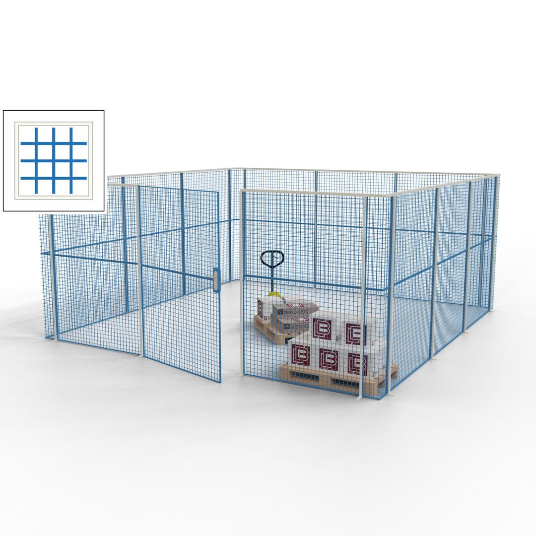 Maschinen Schutzgitter - Hallentrennwand - Sicherheitszaun - Tür - 18 m - 2.200 x 4.900 x 4.900 mm (HxBxT) - enzianblau