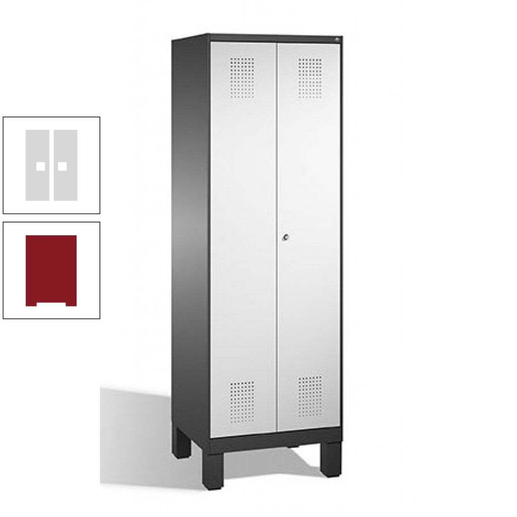 Doppel-Spind, Doppeltüren, Garderobenschrank mit Füßen, 2 Abteile a 300 mm, Korpus anthrazitgrau, Tür anthrazitgrau, 1.850 x 600 x 500 mm (HxBxT)