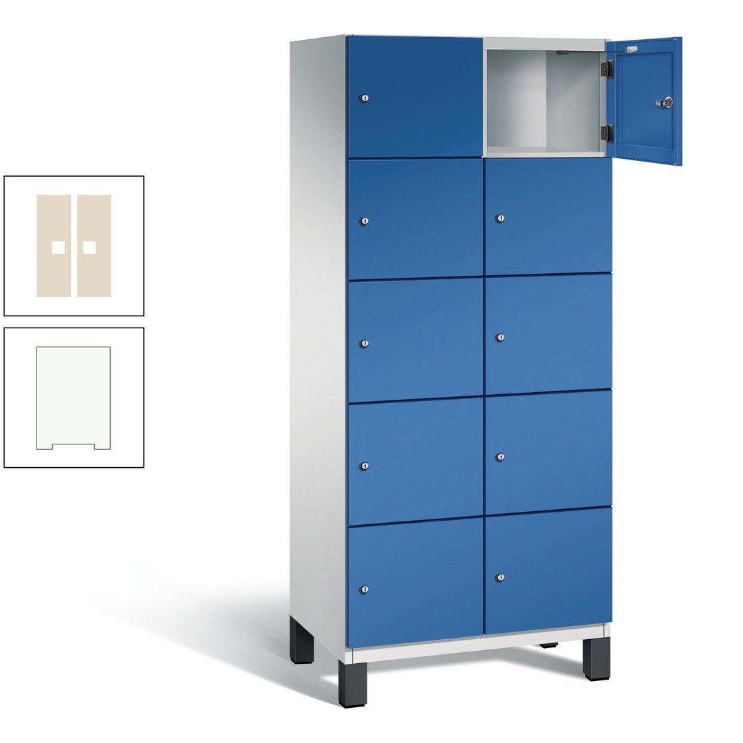 Fächerschrank, Stahlschrank, 10 Fächer, Türöffnungsbegrenzer, Füße, 1.980 x 800 x 525 mm (HxBxT), Korpus anthrazitgrau, Front anthrazitgrau