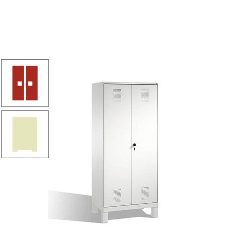 Doppel-Spind, Doppeltüren, Garderobenschrank mit Füßen, 2 Abteile a 400 mm, Korpus anthrazitgrau, Tür anthrazitgrau, 1.850 x 800 x 500 mm (HxBxT)