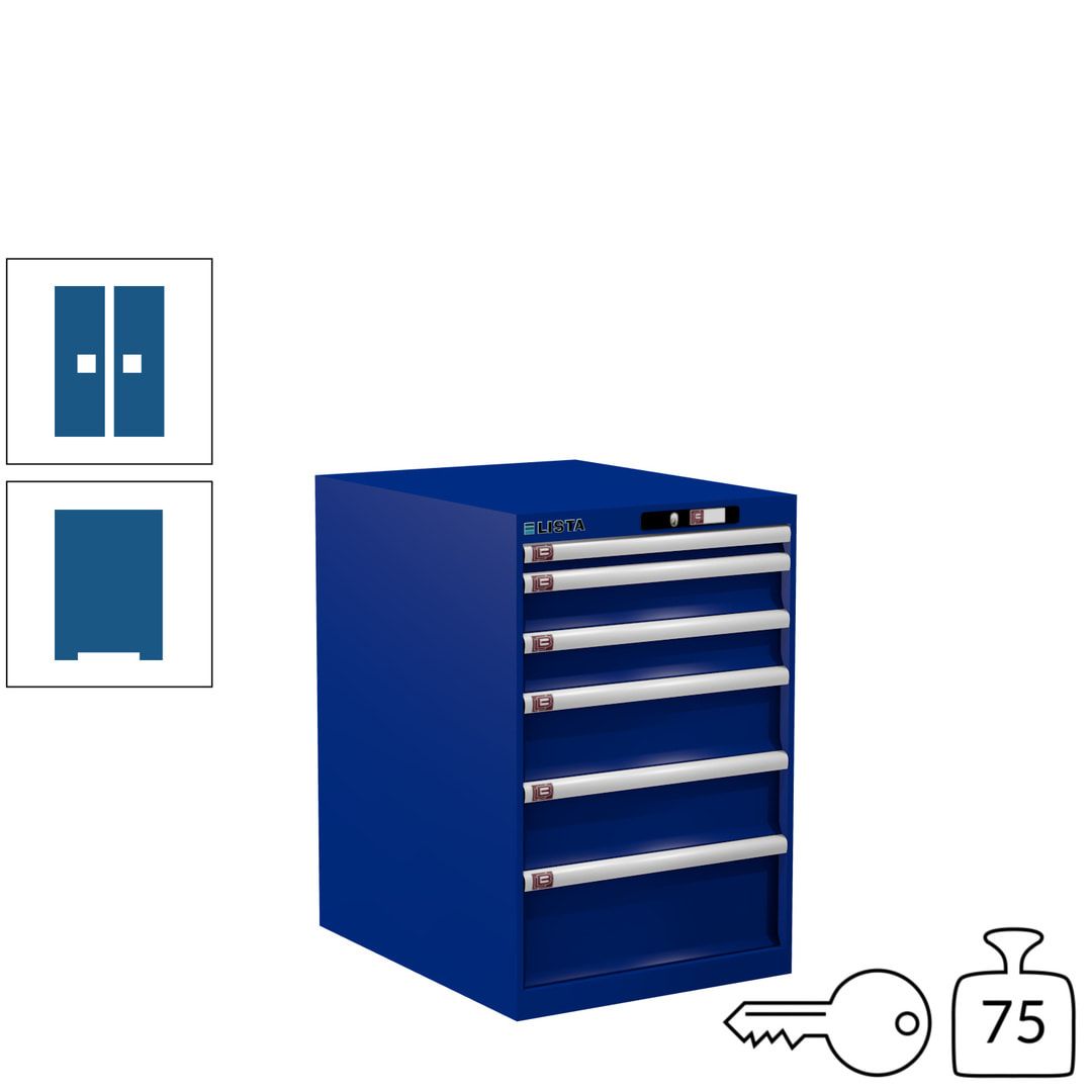 Lista Schubladenschrank - 14.407.010 - 850x564x725 mm (HxBxT) - 6 Schubladen - 75 kg - Key Lock - lichtblau (RAL 5012)