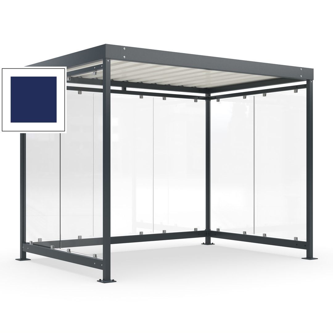 Raucherunterstand, Bausatz, Fahrgastunterstand, Bushaltestelle, 2.510 x 3.180 x 2.165 mm (HxBxT), 7 Wände, Achatgrau