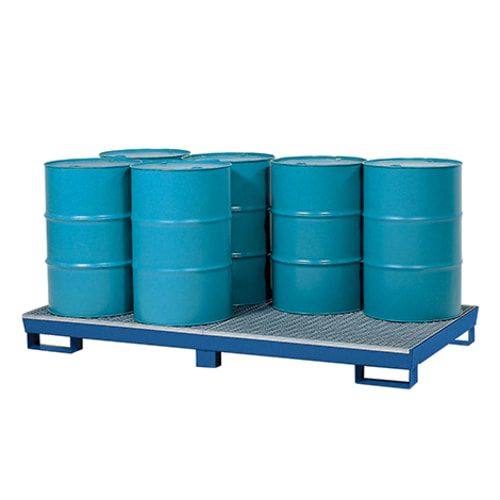 Auffangwanne - 340 l - Traglast 850 kg - Gitterrost - Staplerschuhe - 255 x 2.460 x 1.210 mm (HxBxT) - enzianblau