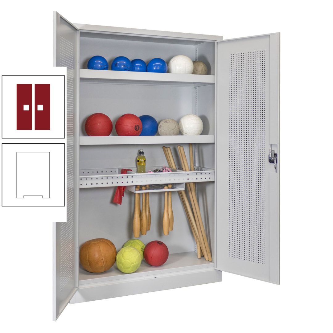 Sportschrank - Lochfeldtüren - Variante 2 - 1.950x1.200x500 mm (HxBxT) - anthrazitgrau