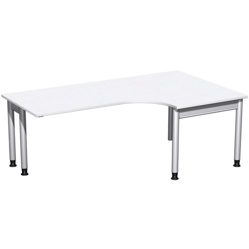 Eckschreibtisch, Eckteil 800 mm, rechts, Füße einseitig verkürzt, 4-Fuß Pro, höhenverstellbar, 680-800 x 1.600 x 1.200 mm (HxBxT), Dekor Ahorn