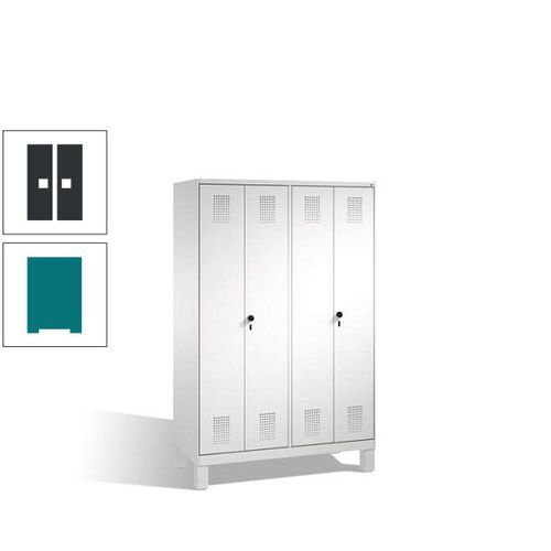 Doppel-Spind, Doppeltüren, Garderobenschrank mit Füßen, 4 Abteile a 300 mm, Korpus anthrazitgrau, Tür anthrazitgrau, 1.850 x 1.200 x 500 mm (HxBxT)