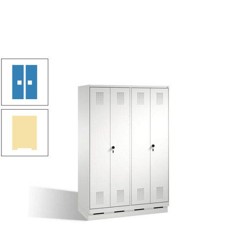 Doppel-Spind, Doppeltüren, Garderobenschrank mit Sockel, 4 Abteile a 300 mm, Korpus anthrazitgrau, Tür anthrazitgrau, 1.800 x 1.200 x 500 mm (HxBxT)